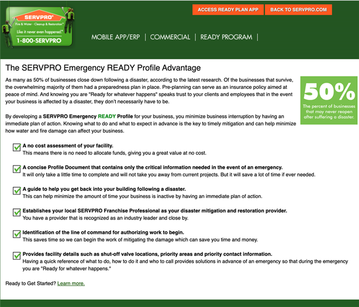 The Servpro emergency ready profile