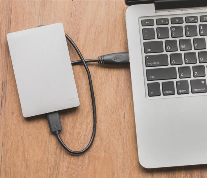 External hard drive connected to a computer